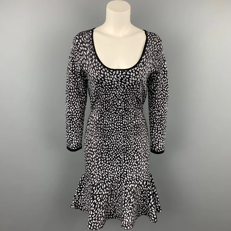 REBECCA TAYLOR Size S Black & Lilac Knitted Viscose Blend Dress Sexy unclassified dresses