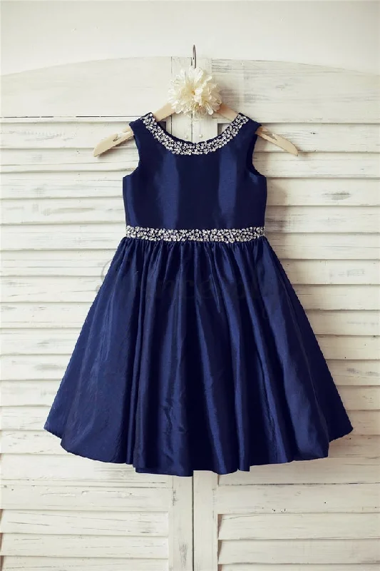 Round Neckline Navy Blue Flower Girl Dress Engagement unclassified dresses