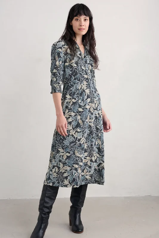 Seasalt Foxtrot Dress-Inked Foliage Dusky Jade Dark color unclassified dresses