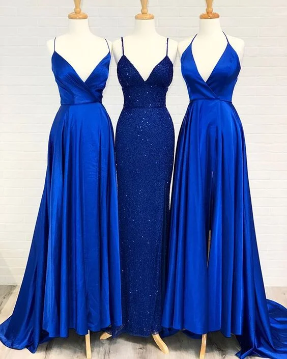 Simple Slit Royal Blue Prom Dress Graduation unclassified dresses