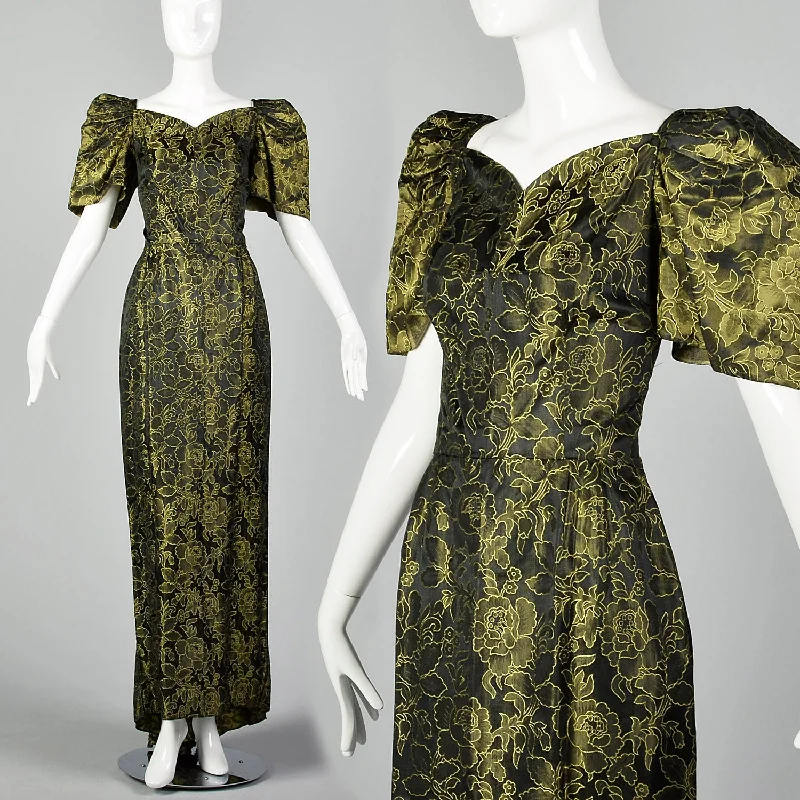 Small 1940s Damask Evening Gown Party unclassified dresses