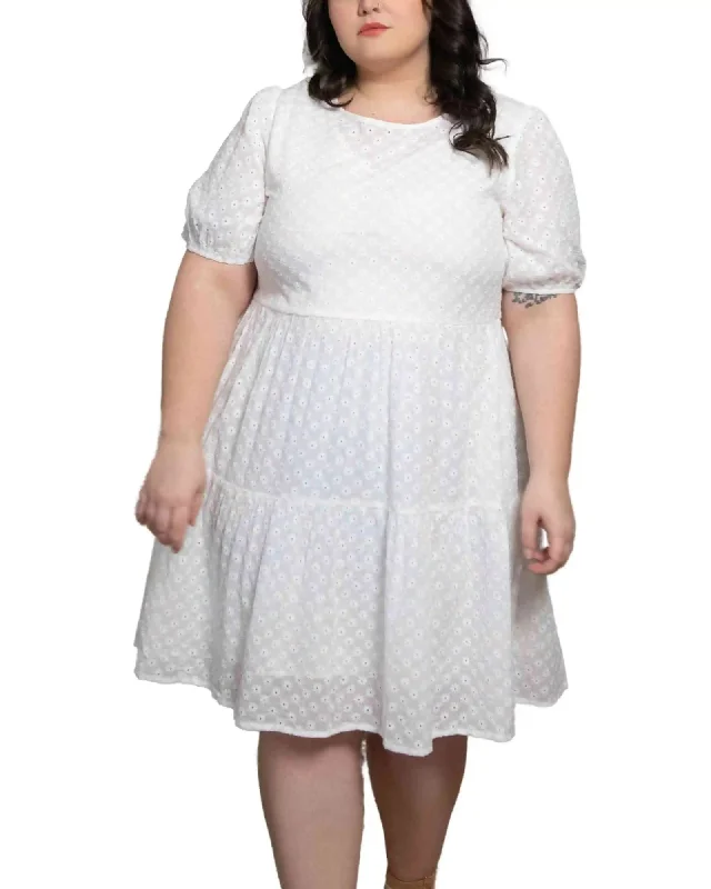 Sofia Dress Tiered Broderie Anglaise White | White Polka dot unclassified dresses