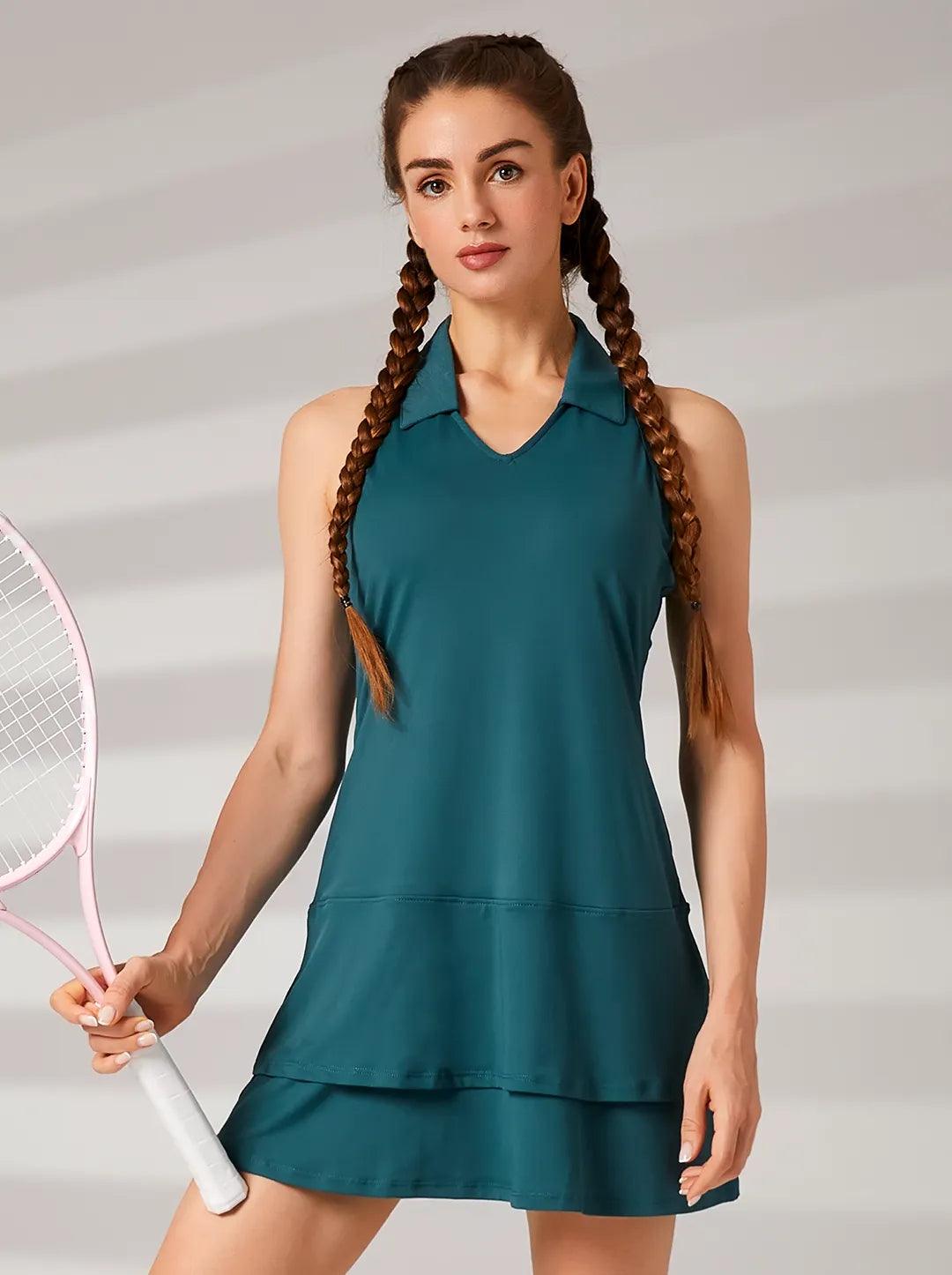 Green V-neck Racerback Athletic Dress Formal unclassified dresses