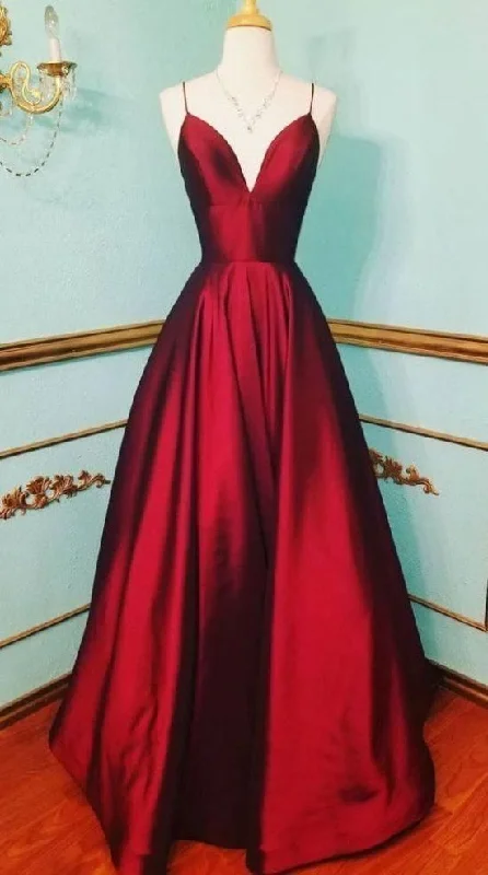 Spaghetti Straps Deep Red Prom Dress Cocktail unclassified dresses