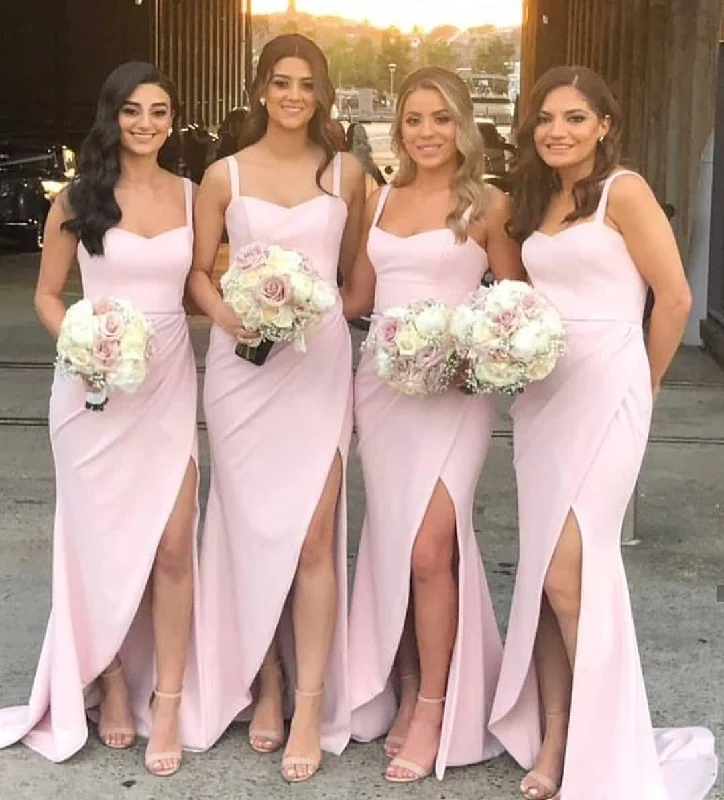 Straps Slit Bridesmaid Dress Metallic unclassified dresses