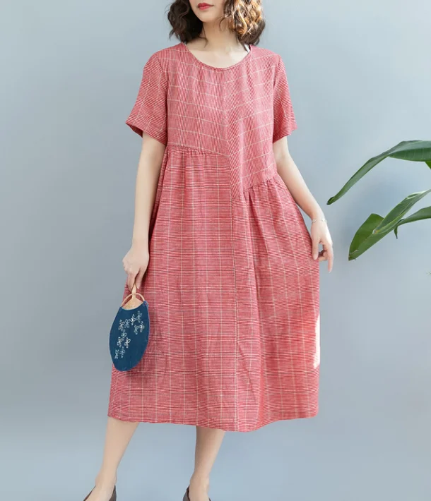 Red Summer Cotton Linen Spring Women Dresses QZ200522 Engagement unclassified dresses