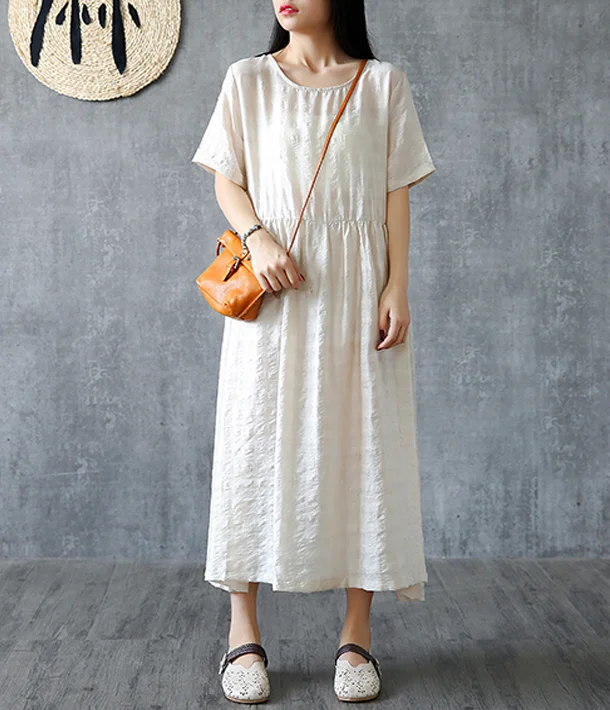 Summer  Spring  Cotton Linen Women loose Dresses DZA05168 Y2K unclassified dresses