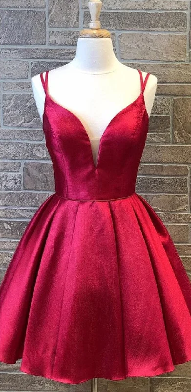 Twin Straps Deep Red Homecoming Dress Travel unclassified dresses