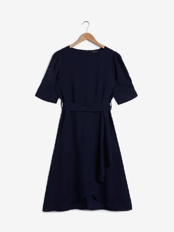 Wardrobe Navy Dress with Belt Elegant evening unclassified dresses