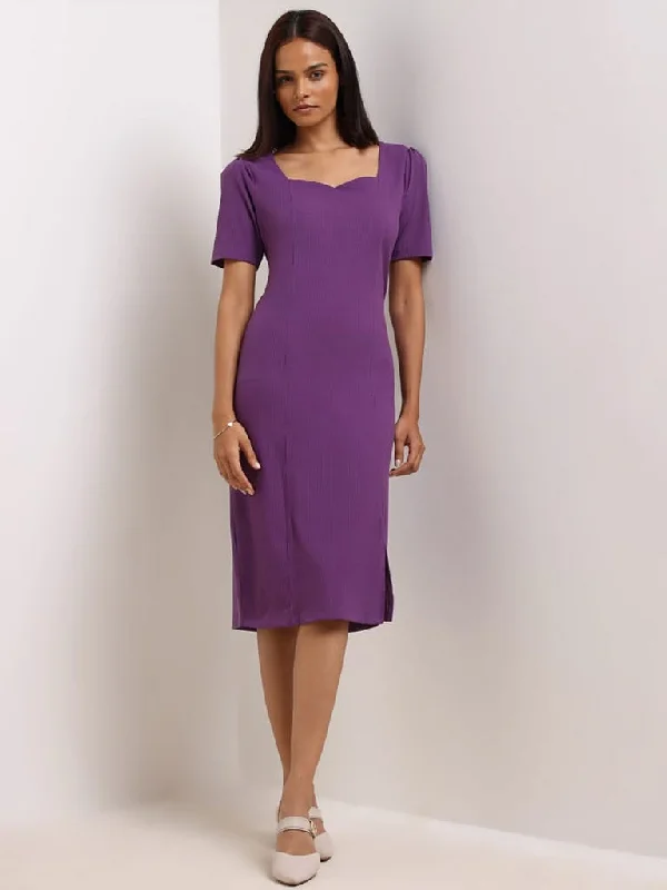 Wardrobe Purple Fitted Straight Dress Wrap unclassified dresses