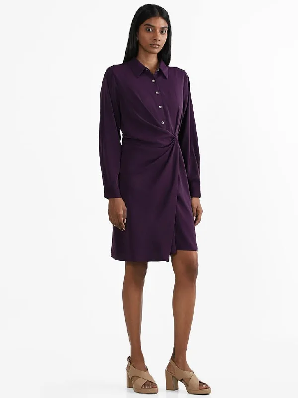 Wardrobe Purple Knotted Slim Fit Dress Knitted unclassified dresses