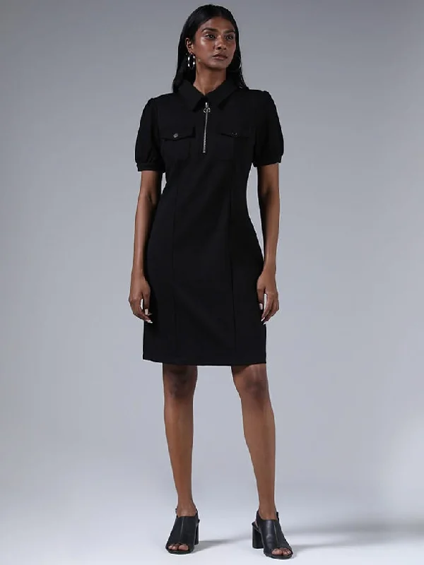 Wardrobe Solid Black Dress High-end unclassified dresses