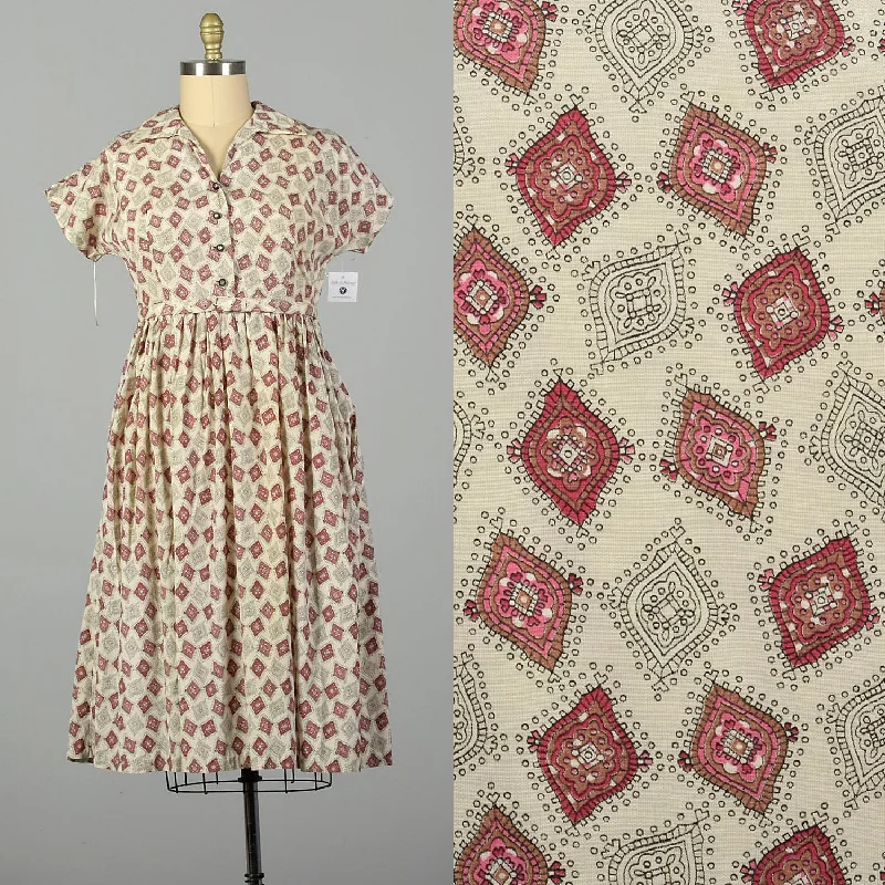 XL 1950s Cotton Day Dress Deadstock Lightweight Volup Summer Casual Mesh unclassified dresses