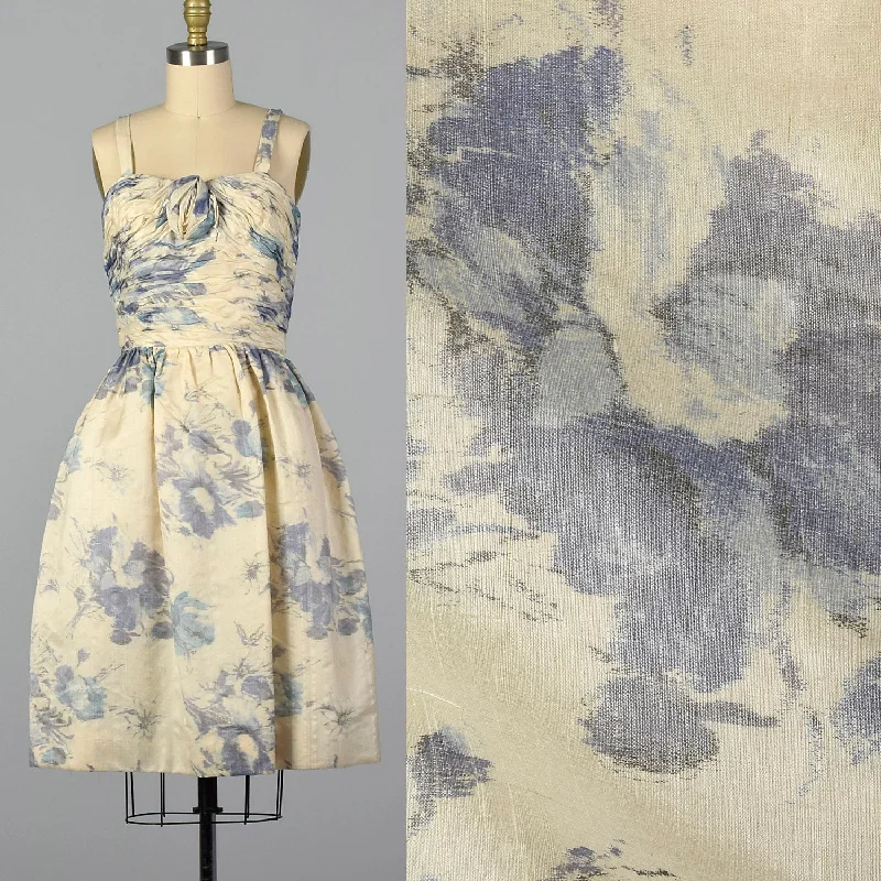 XS 1950s French Floral Cocktail Dress Lace floral dresses