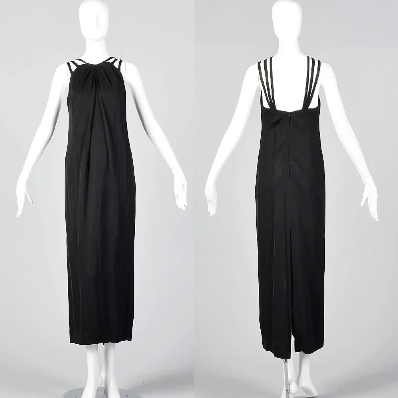 XXS 1960s Ceil Chapman Sleeveless Black Evening Dress Fall unclassified dresses