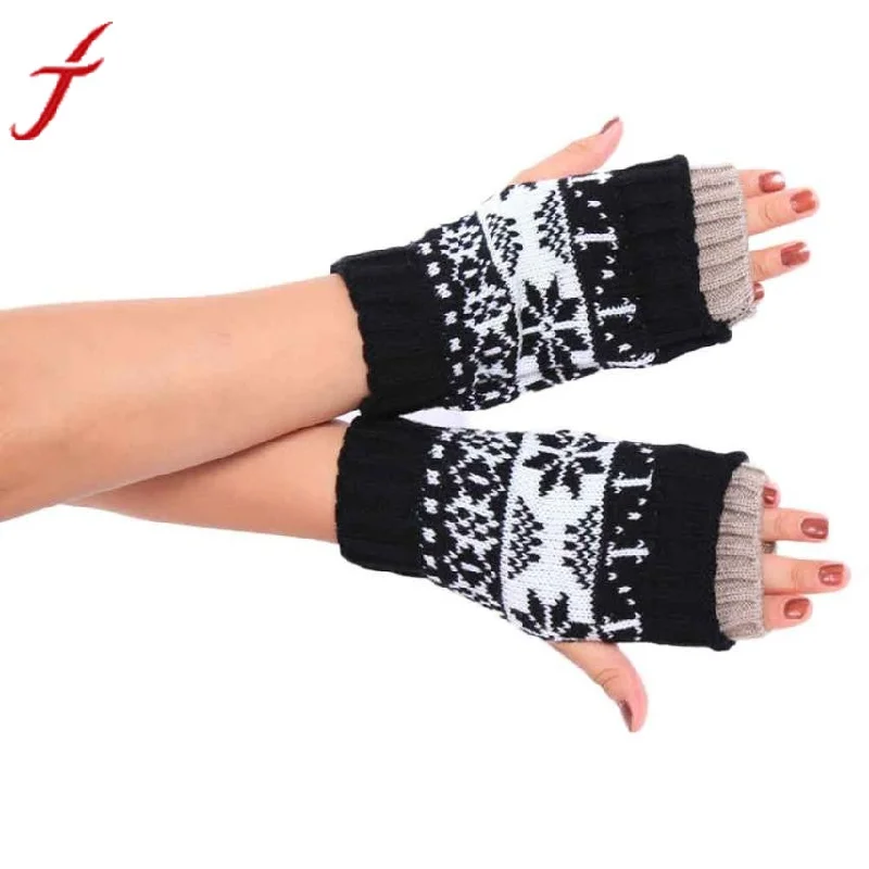 Gants Femme Women Soft Snowflake Short Keep Warm Knitted Fingerless Winter Gloves Female Girls Mitten Guanti Guantes Mujer #YNB Bohemian Mini Skirt