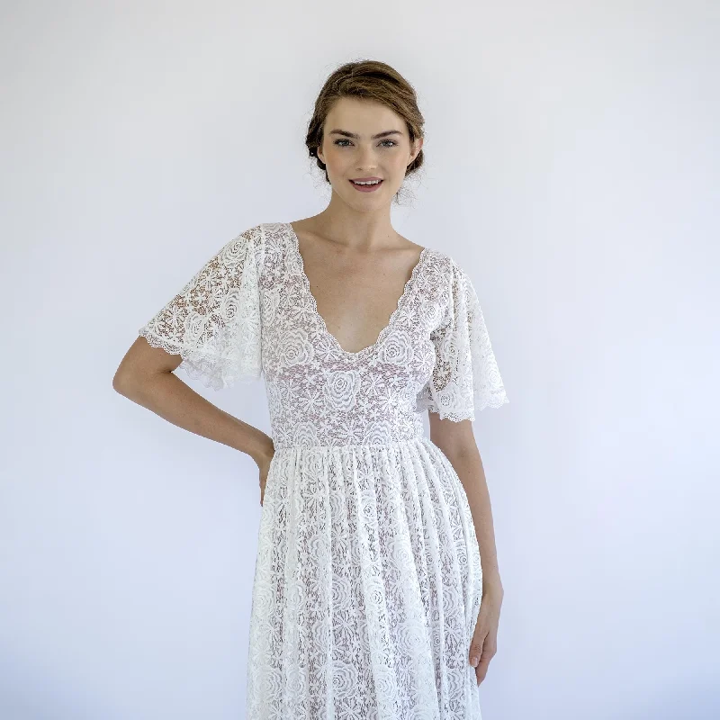 Vintage Lace Wedding Dress #1492 Lace Dress with Belt