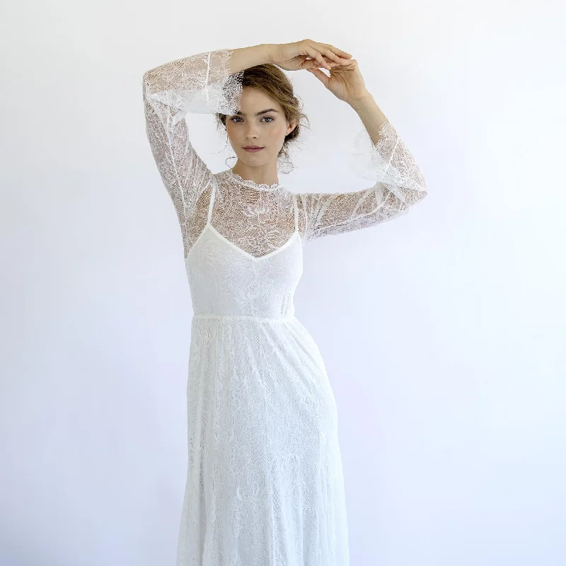 Vintage Lace Wedding Dress #1498 Flowy Lace Dress