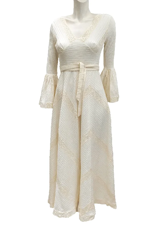 Vintage Mexicana of Sloane Street Cotton and Lace Wedding Dress, UK8-10 Lace Dress Deep V