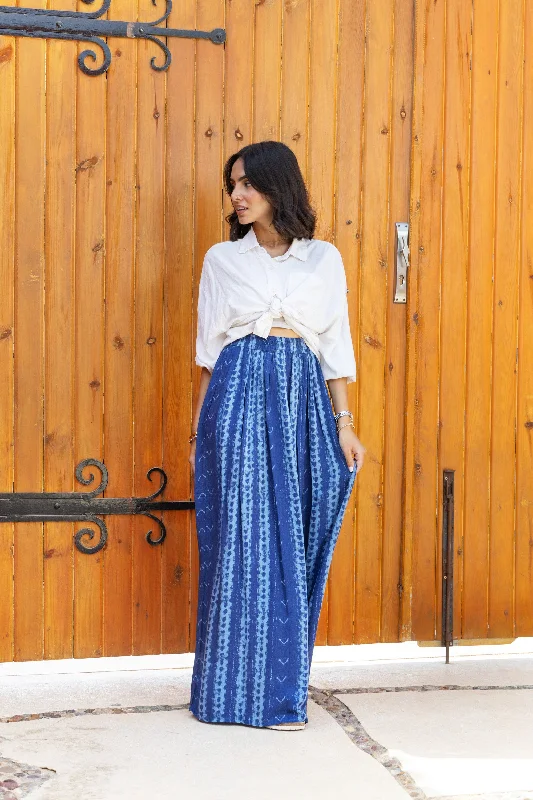 Blue Sunlit Stroll Maxi Skirt Cotton Maxi Skirt