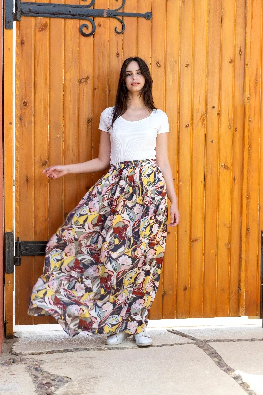 Colored Sunlit Stroll Maxi Skirt Casual Maxi Outfit