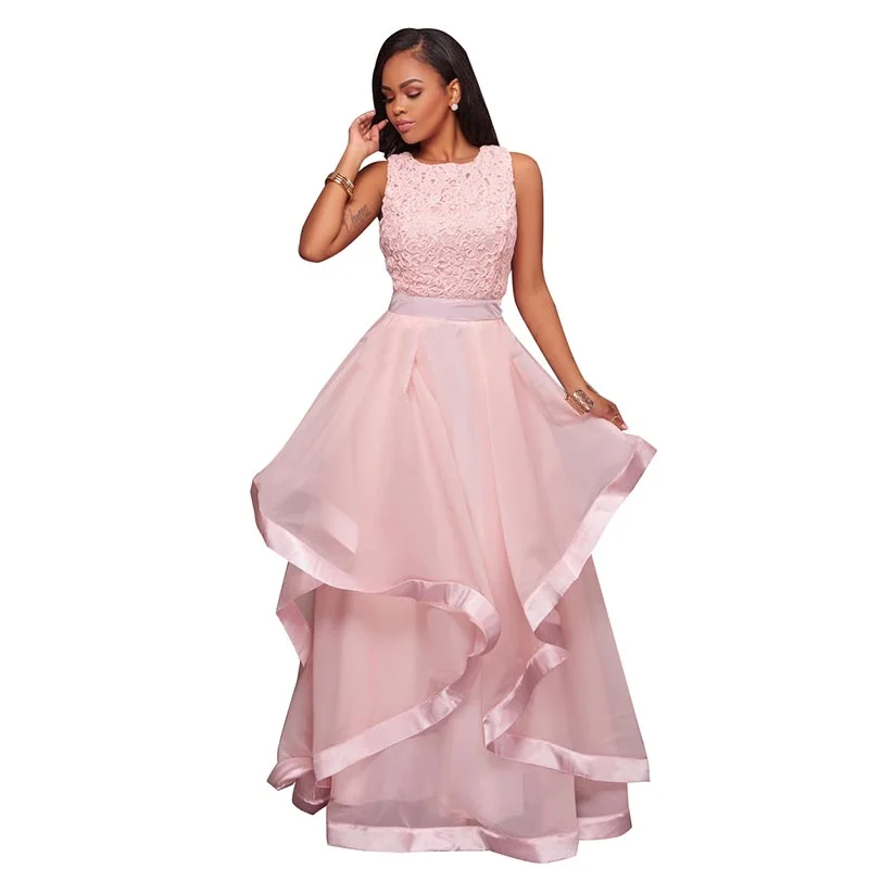 Malissa Peach Pink Ruffled Skirt Maxi Dress #Maxi Dress #Pink #Evening Dress Velvet Maxi Skirt