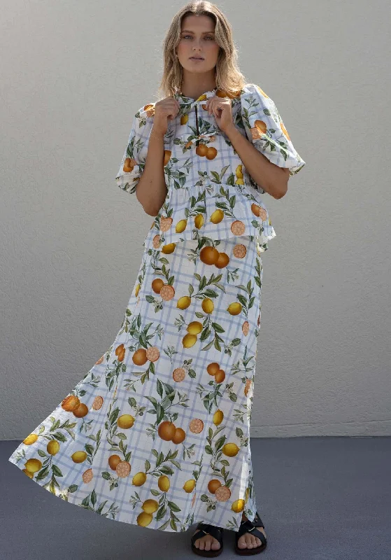 Tropical Picnic Maxi Skirt Printed Long Skirt