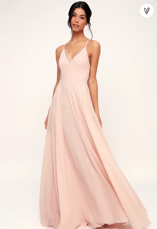 Other Lulu's Remember Tonight Blush Pink Lace-Up Maxi Cotton Maxi Skirt