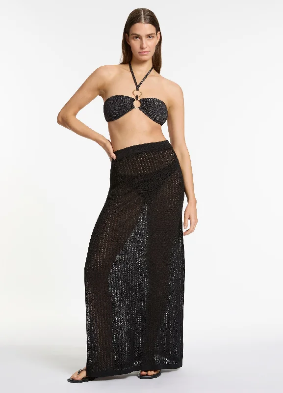 Tirari Nights Knit Maxi Skirt - Black Trendy Maxi Skirt