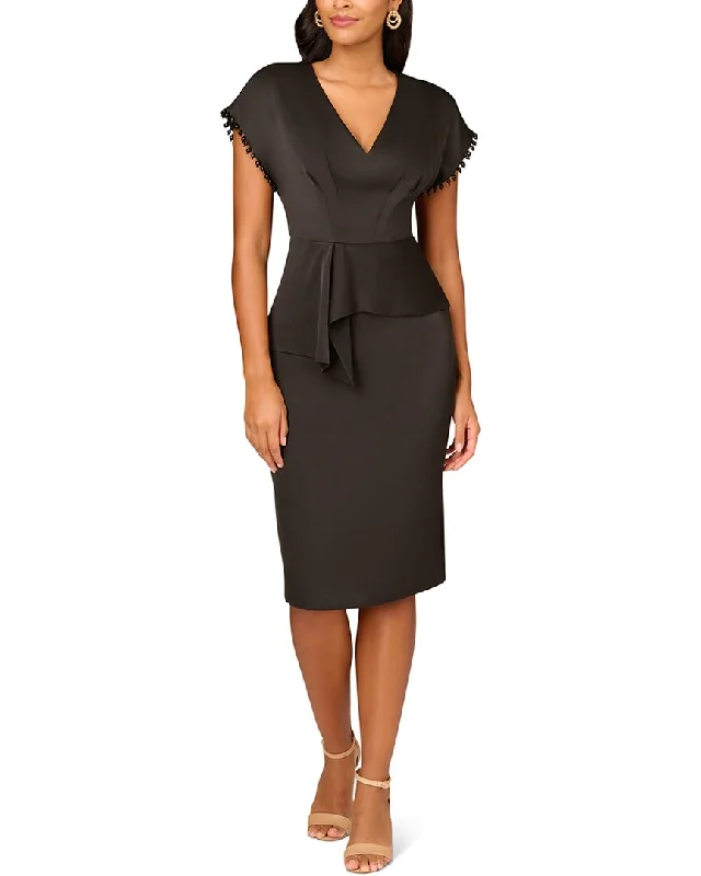 Aidan Mattox Crepe Back Satin Midi Dress Knit Midi Skirt