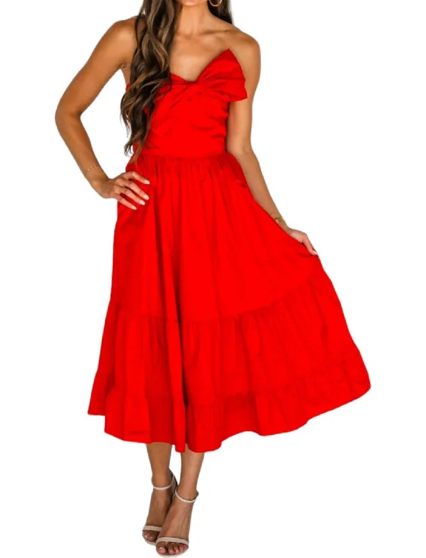 Pretty Little Thing Midi Dress In Scarlet Red Bodycon Midi Skirt