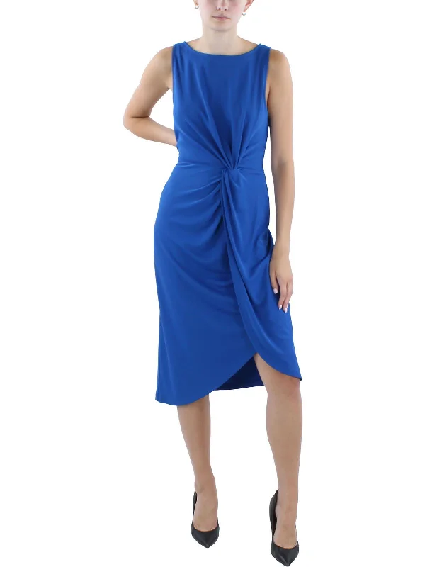 Womens Midi Front Twist Wear To Work Dress Sexy Midi Skirt