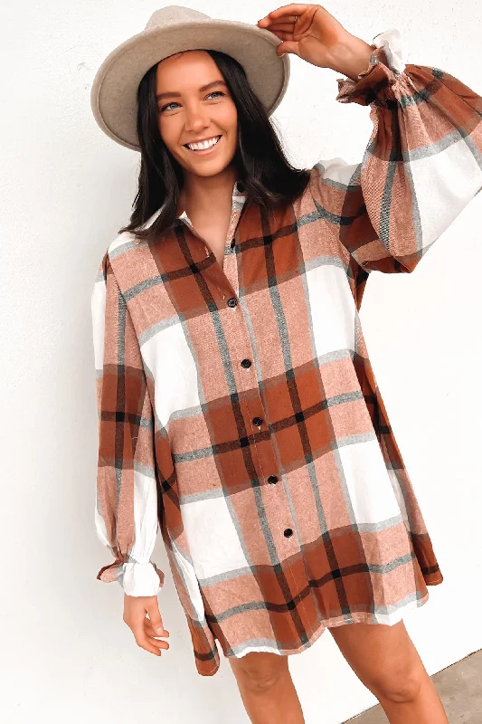 Ciara Shirt Dress Brown Shirt Dress Party