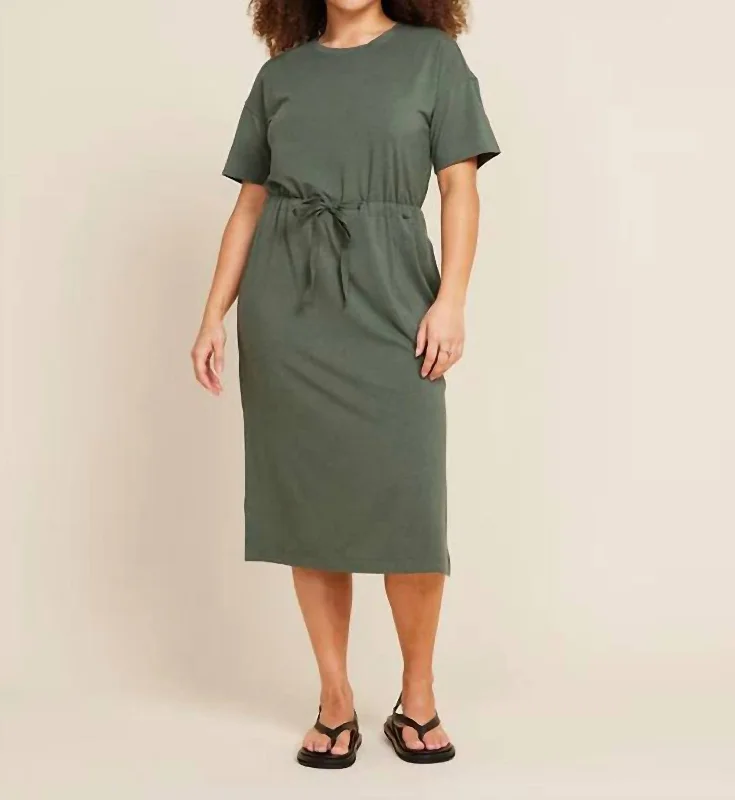 T-Shirt Tie Dress In Moss Button-down Shirt Dress