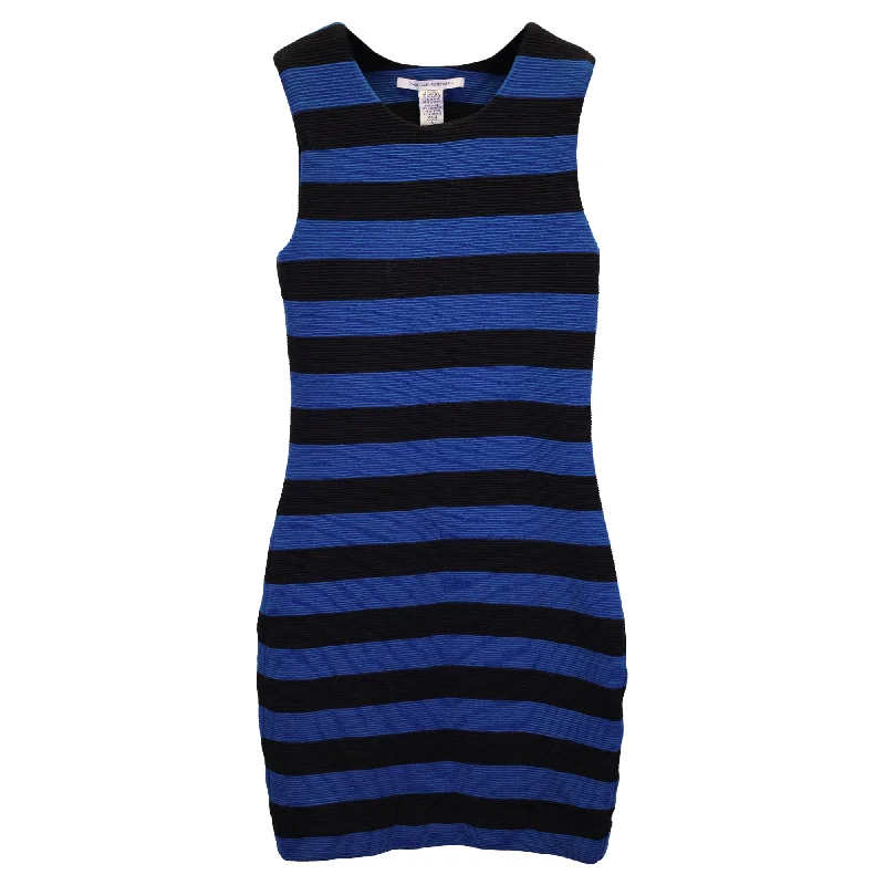 Diane Von Furstenberg Rigmora Striped Bodycon Dress in Blue Wool Blend Bodycon Dress Fashion