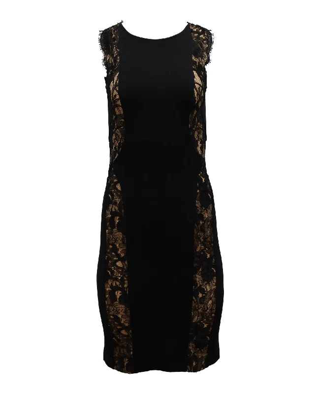 Emilio Pucci Lace-Trimmed Bodycon Dress in Black Viscose Bodycon Dress Classic