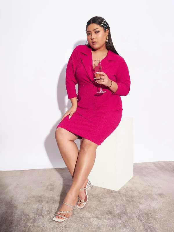 Women Fuchsia Blazer Detail Bodycon Dress Bodycon Dress Fit