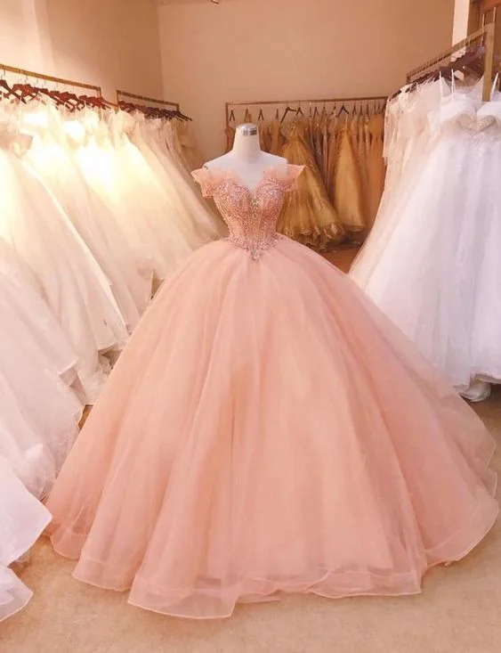 Off The Shoulder Pink Tulle Prom Dress,DS4359 Tulle Dress Simple